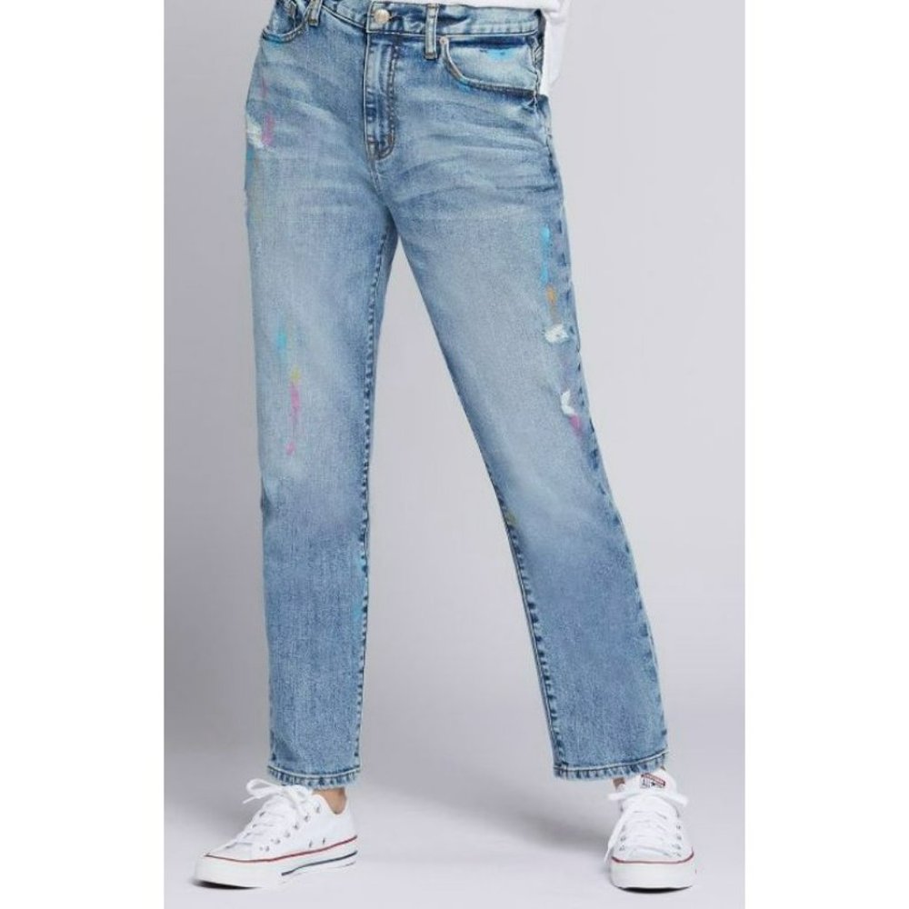 Current/Elliott The Boyfriend Paint Jeans Moonlight Blue 26